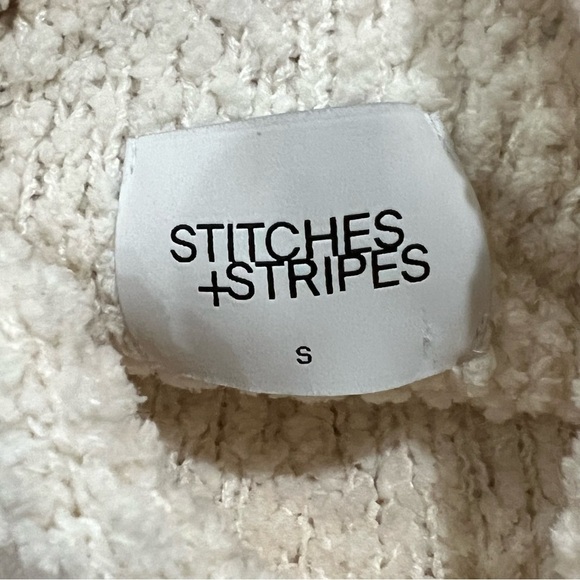 Stitches + Stripes Small White Mock Neck Long Sleeve Popcorn Sweater R3 - Picture 3 of 4
